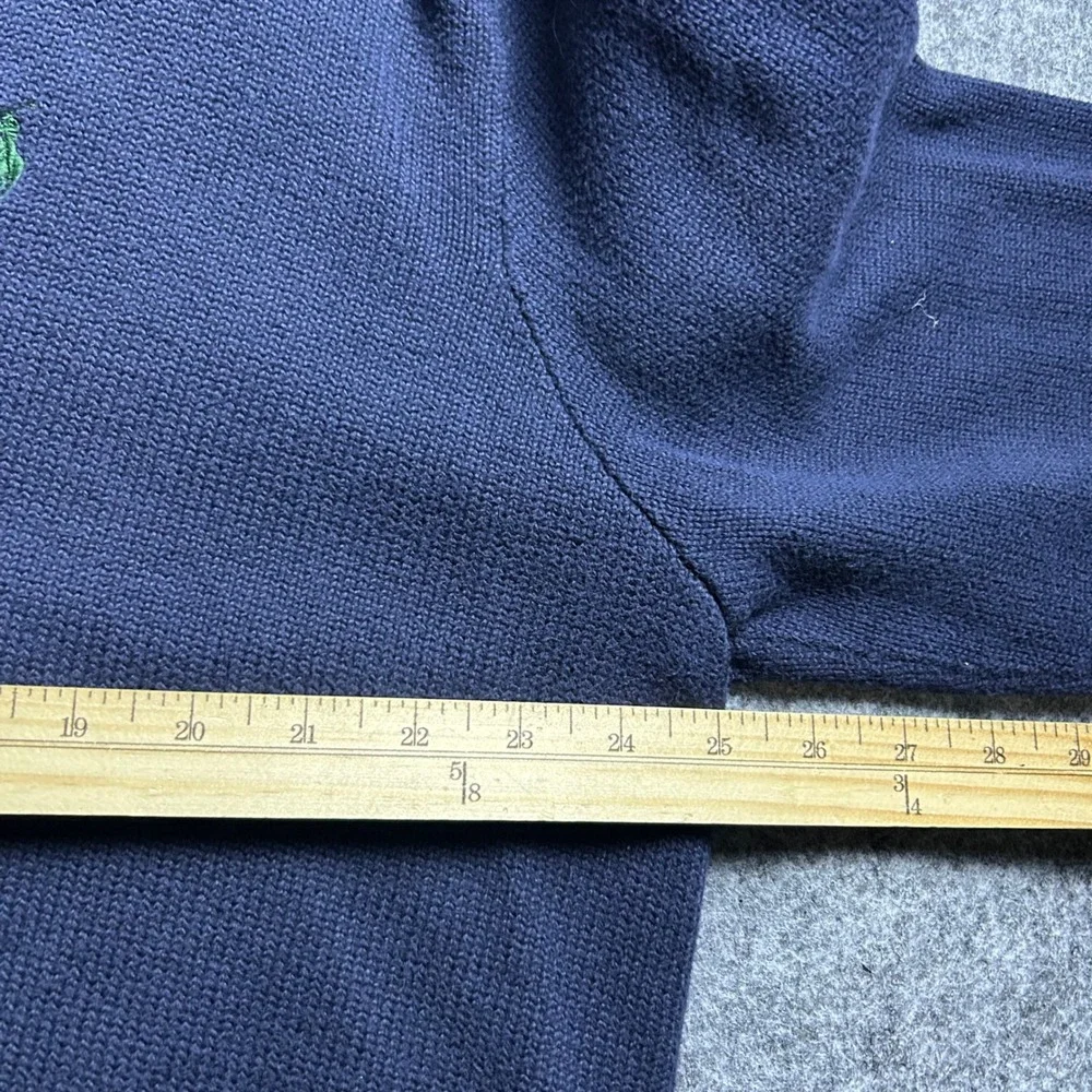 Polo Ralph Lauren Navy Blue Button Mock Neck Cotton Sweater XXL Baggy Y2K Retro